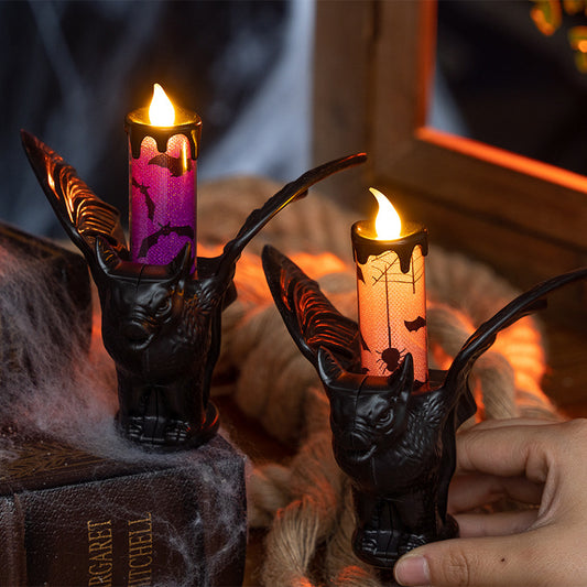 THEMEASHOP™-  Halloween Decorative Candle Night Light, Halloween Decoration Prop, Candle Holder Ornament, LED Electronic Candle, Party Prop