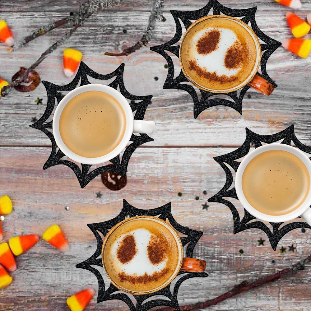 THEMEASHOP™- Halloween Party Decorative Coasters, Non-Woven Spiderweb Coasters, Halloween Table Decor