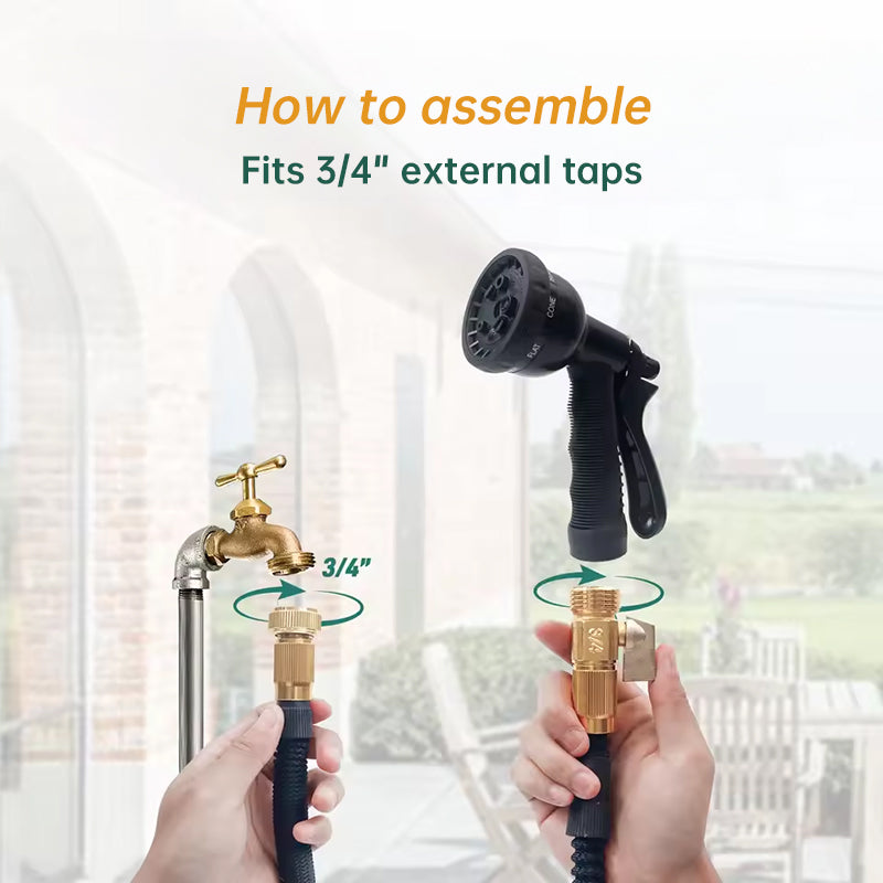 ESTHEMEA HOME- Tuyau d'arrosage extensible de 30 m avec buse. Léger, durable et anti-torsion – idéal pour laver la voiture et arroser l'extérieur.