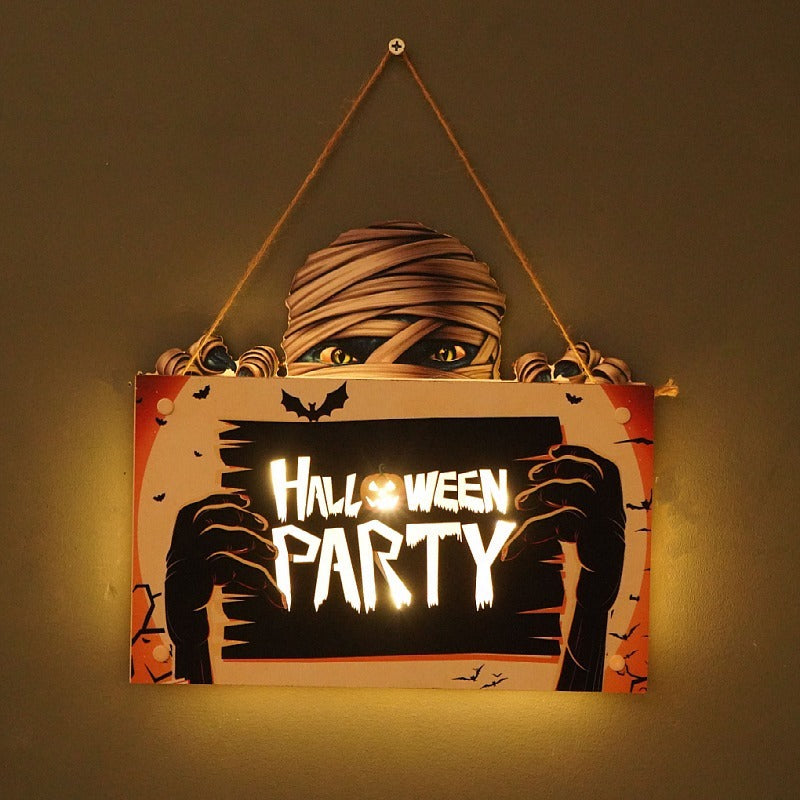 THEMEASHOP™-  New Halloween House Sign Listing Atmosphere Night Light Pumpkin Lantern Festival Wall Craft Decoration Pendant