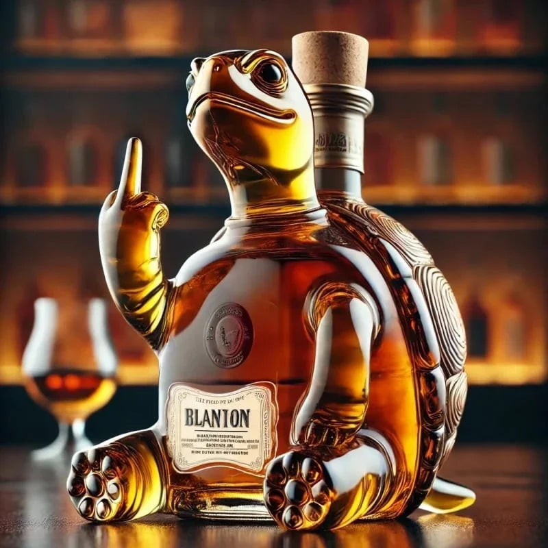 THEMEASHOP™ MAISON- Carafe à whisky 10 oz en verre avec motif canard/tortue/chien faisant un doigt d'honneur – Décoration pour bar/bureau/maison.