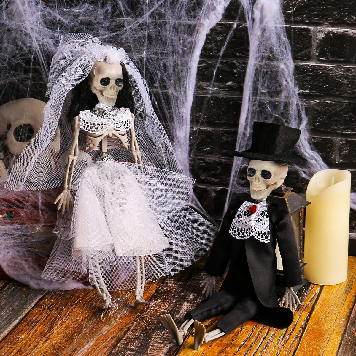 THEMEASHOP™ - Couple poupée squelette Halloween