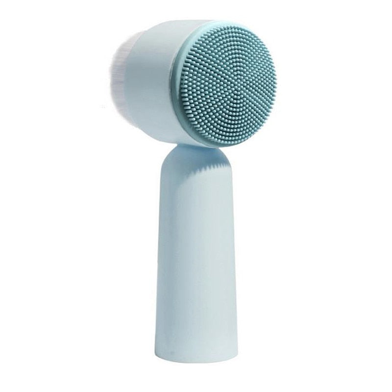 VIRTUAL INSTITUT™ - Brosse nettoyante visage portable double face en silicone, poils doux, brosse de massage et de lavage du visage, outil de soin de la peau pour éliminer les points noirs, référence 20#42