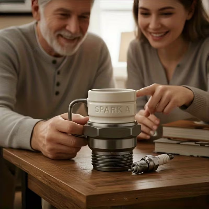 THEMEASHOP™ MAISON Mug « Démarrez votre moteur » avec bougie d'allumage - Le cadeau idéal pour les passionnés d'automobile et les mécaniciens, une pièce de collection unique.