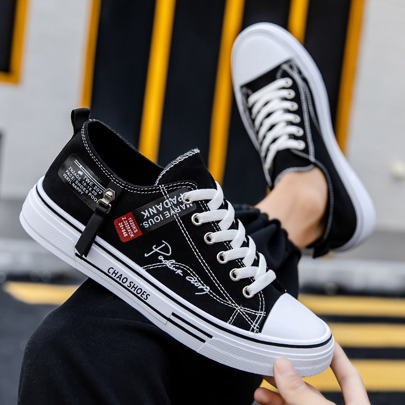 THEMEASHOP™ HOMME- Chaussures en toile respirantes pour hommes, style hongkongais, chaussures décontractées en tissu, tendance, légères, chaussures de skate basses