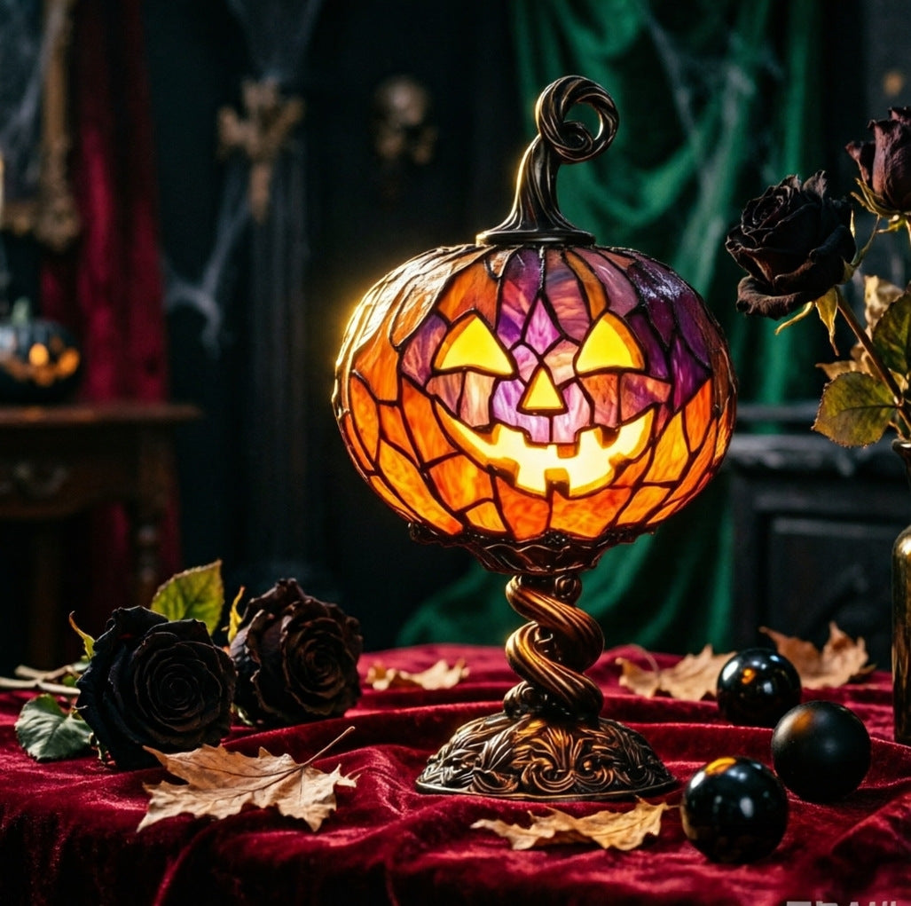 THEMEASHOP™- Halloween Glowing Ghost Bat Pumpkin Table Lamp Resin Craft Creative Home Decor Ornament