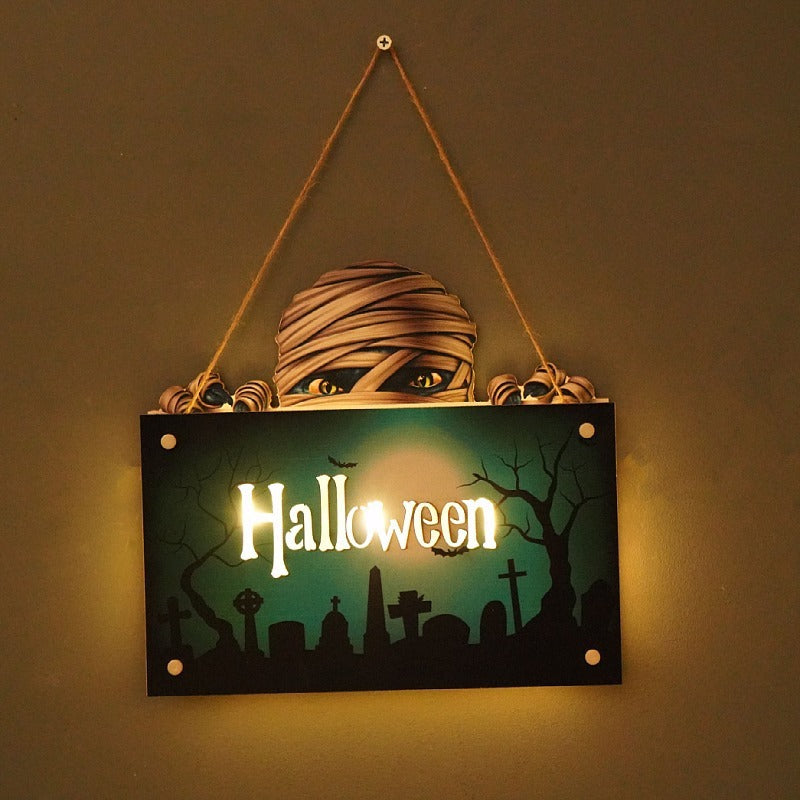 THEMEASHOP™-  New Halloween House Sign Listing Atmosphere Night Light Pumpkin Lantern Festival Wall Craft Decoration Pendant