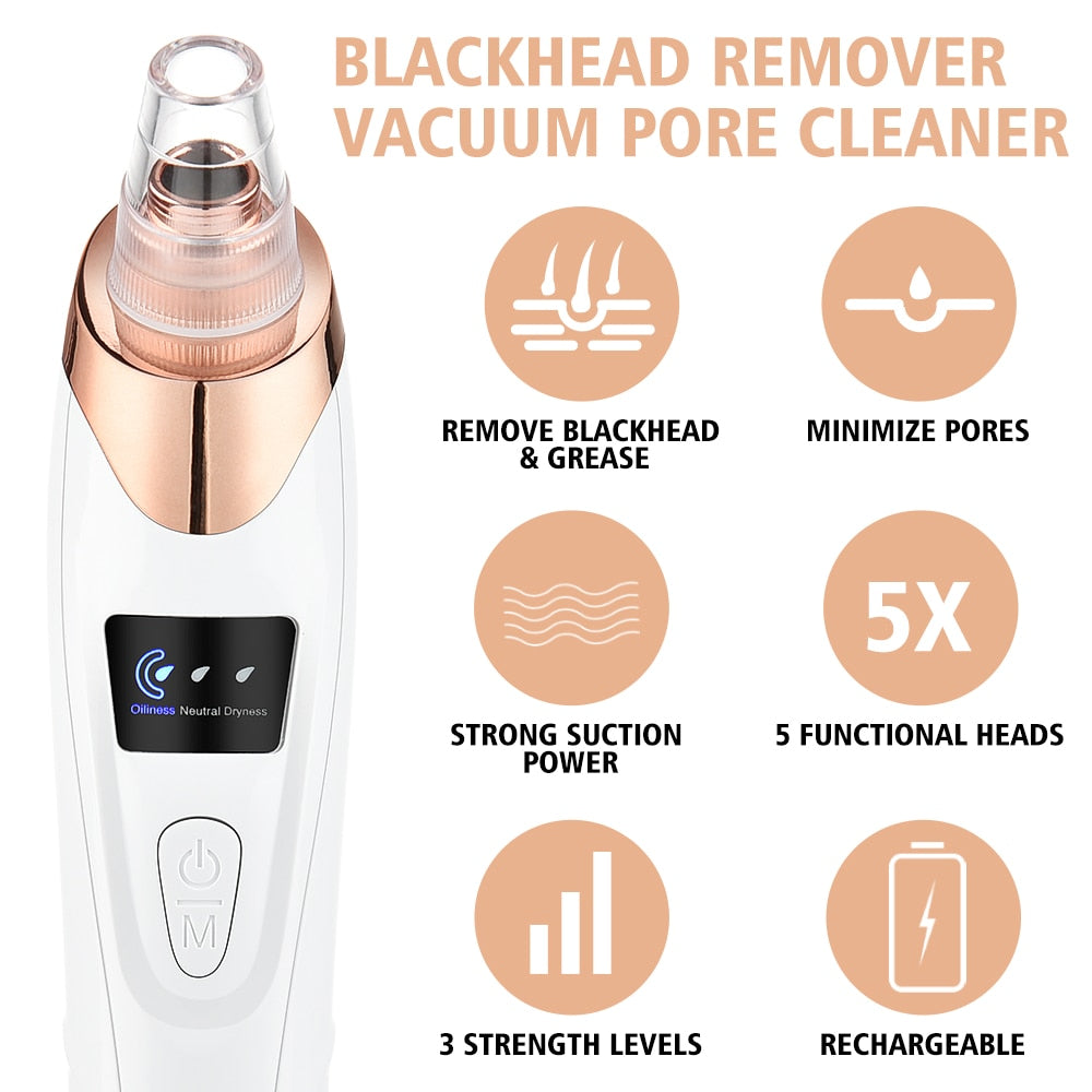 VIRTUAL INSTITUT™ -Aspirateur de points noirs, aspirateur à acné, nettoyeur de pores électrique pour le visage, soin exfoliant, instrument de beauté
