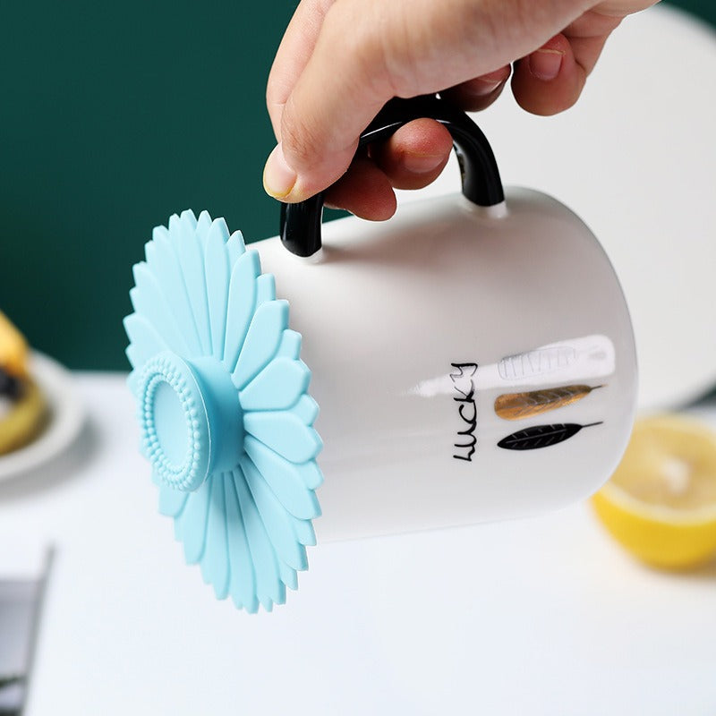 ESTHEMEA HOME- Couvercle en silicone étanche pour tasse à eau, tasse à thé créative, marque pour tasse en verre ou en céramique, anti-poussière