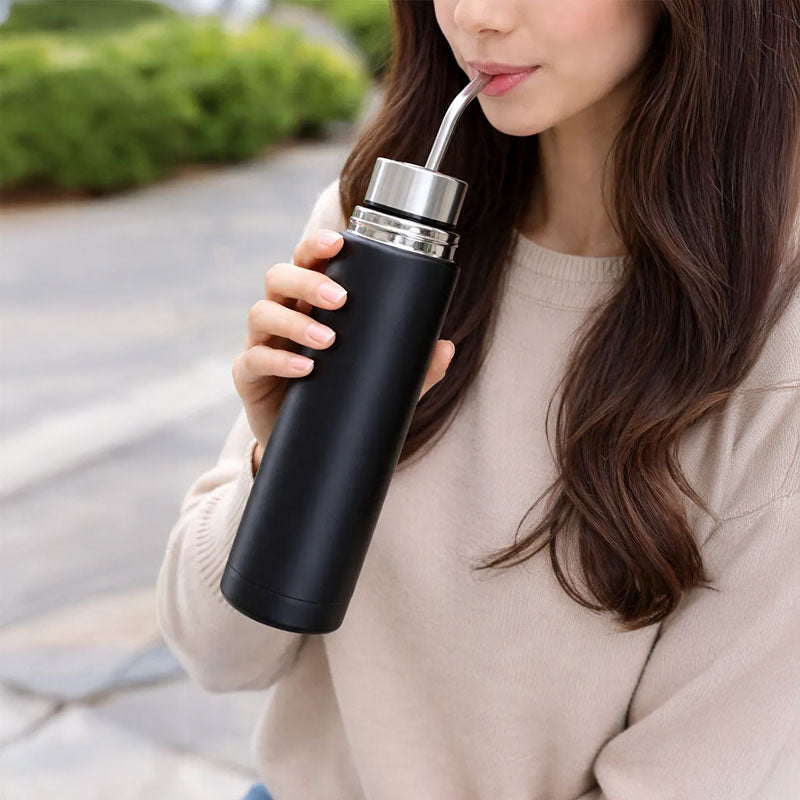 Mug de voyage pour maté d'Amérique du Sud - Paille filtrante brésilienne, bouteille isotherme type « bullet », kit de voyage 3 en 1 pour maté