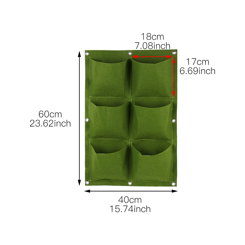 THEMEASHOP™ EXTÉRIEUR- Sacs de plantation muraux 4/9/18/49/72 poches, jardinière verte pour potager vertical, sac de culture pour légumes, fournitures pour la maison