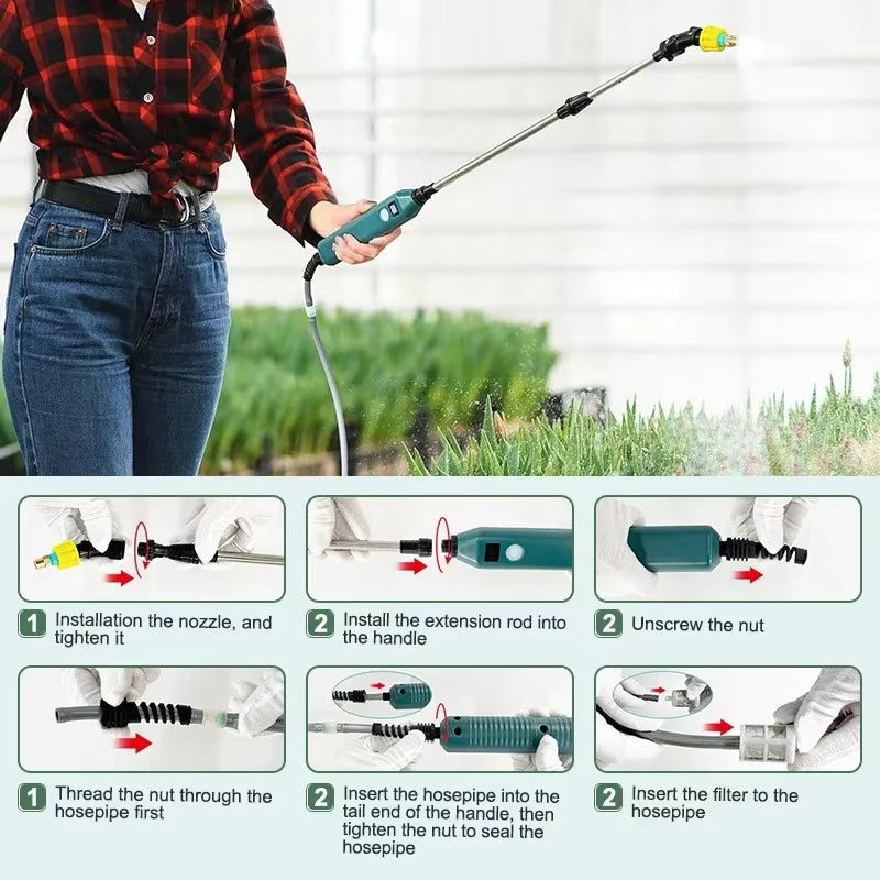 ESTHEMEA HOME - Lance de pulvérisation électrique portable 2400 mAh. 3 buses haute pression, pour l'arrosage des plantes de jardin.