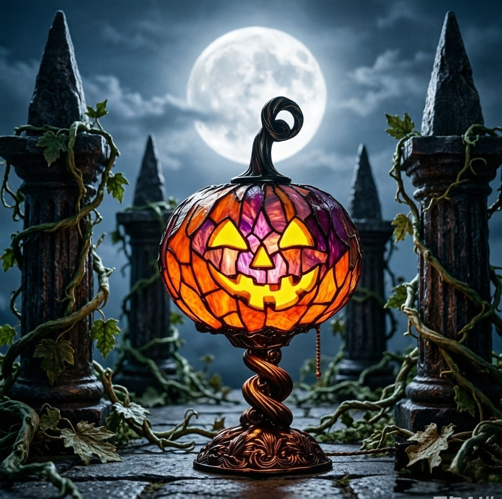 THEMEASHOP™- Halloween Glowing Ghost Bat Pumpkin Table Lamp Resin Craft Creative Home Decor Ornament
