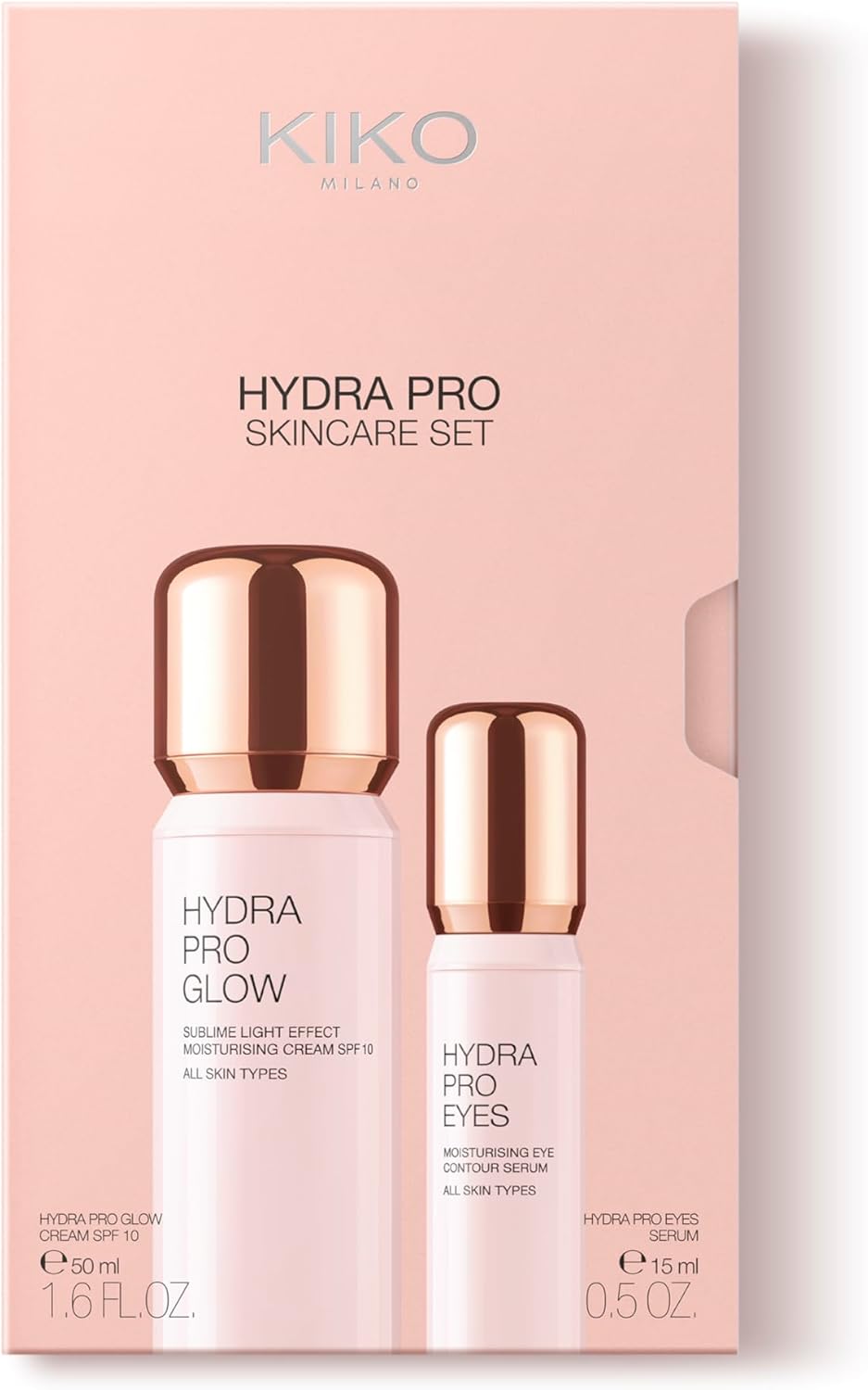 KIKO Milano Hydra Pro Skincare set, Kit De Soin : Crème Hydratante Pour Le Visage Spf 10 Et Sérum Contour Des Yeux