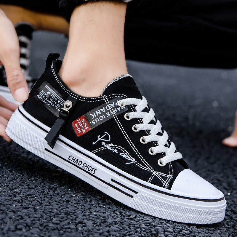 THEMEASHOP™ HOMME- Chaussures en toile respirantes pour hommes, style hongkongais, chaussures décontractées en tissu, tendance, légères, chaussures de skate basses