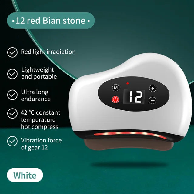VIRTUAL INSTITUT™ - Appareil de massage électrique Guasha avec compresse chaude, masseur oculaire à pierre chauffante, vibrations, grattage, lifting de la peau du cou et du visage, outil anti-rides