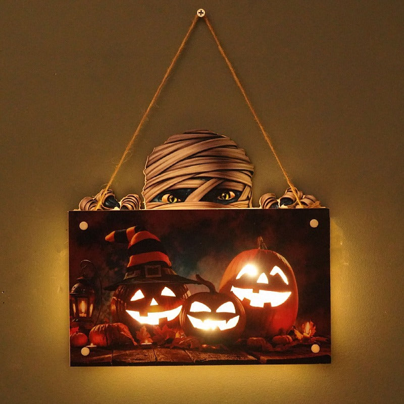 THEMEASHOP™-  New Halloween House Sign Listing Atmosphere Night Light Pumpkin Lantern Festival Wall Craft Decoration Pendant