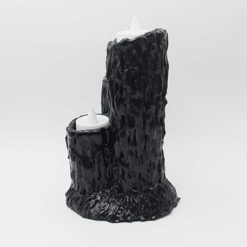 THEMEASHOP™- Halloween Candlestick Melting Candle Cluster Melting Black Lava Candle Holder with 3 Candle Light Resin Halloween Party Decor