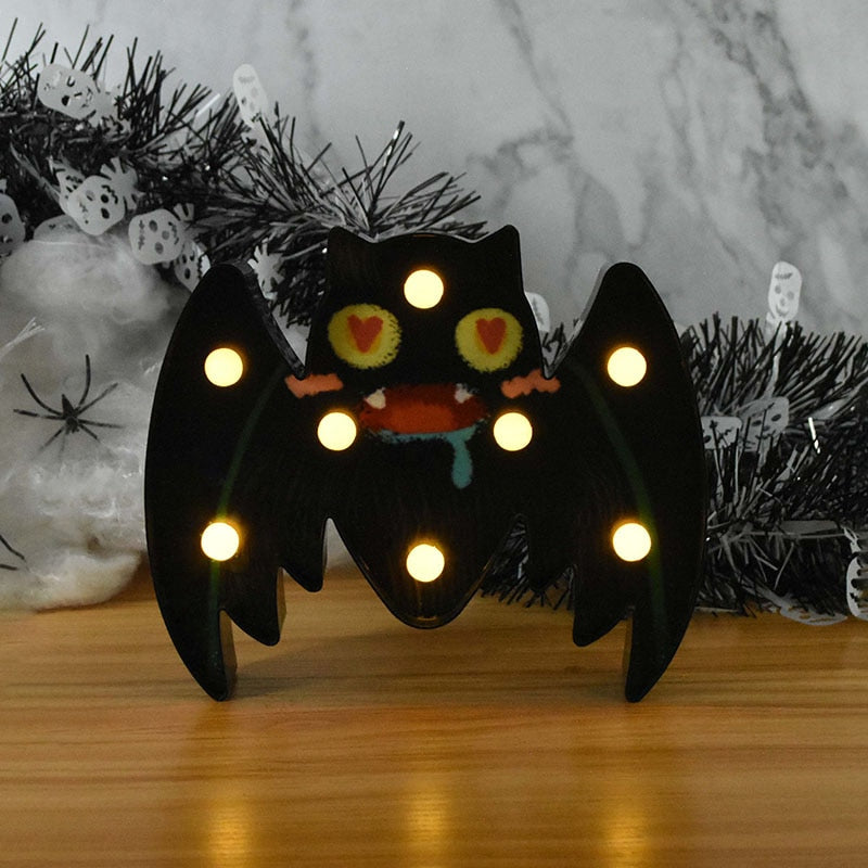 THEMEASHOP™- Halloween LED Lights Horror Pumpkin Ghost Bat Spider Night Lights Ornament Halloween Party Props Home Bar Table Lamp Decorations