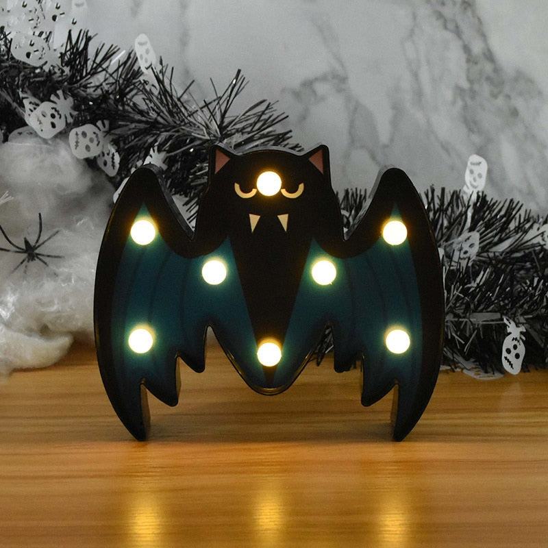 THEMEASHOP™- Halloween LED Lights Horror Pumpkin Ghost Bat Spider Night Lights Ornament Halloween Party Props Home Bar Table Lamp Decorations