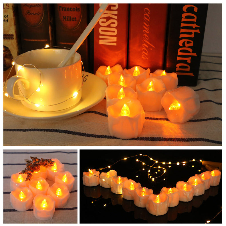 THEMEASHOP™- LED Electronic Candle Wedding Decoration Candle Soft Light Flashing Electronic Tea Wax Tears Remote Control Candle