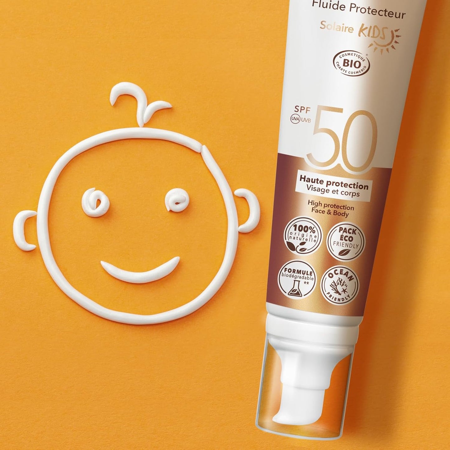 High Protection Face and Body Protective Fluid Kids SPF 50 by Phyts for Kids - 3.3 oz Sunscreen