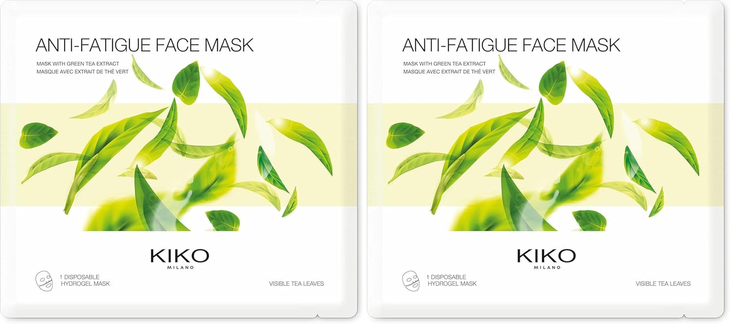 KIKO Milano Antifatigue Face Mask | Masque Visage Hydratant À L’Extrait De Thé Vert (Lot de 2)