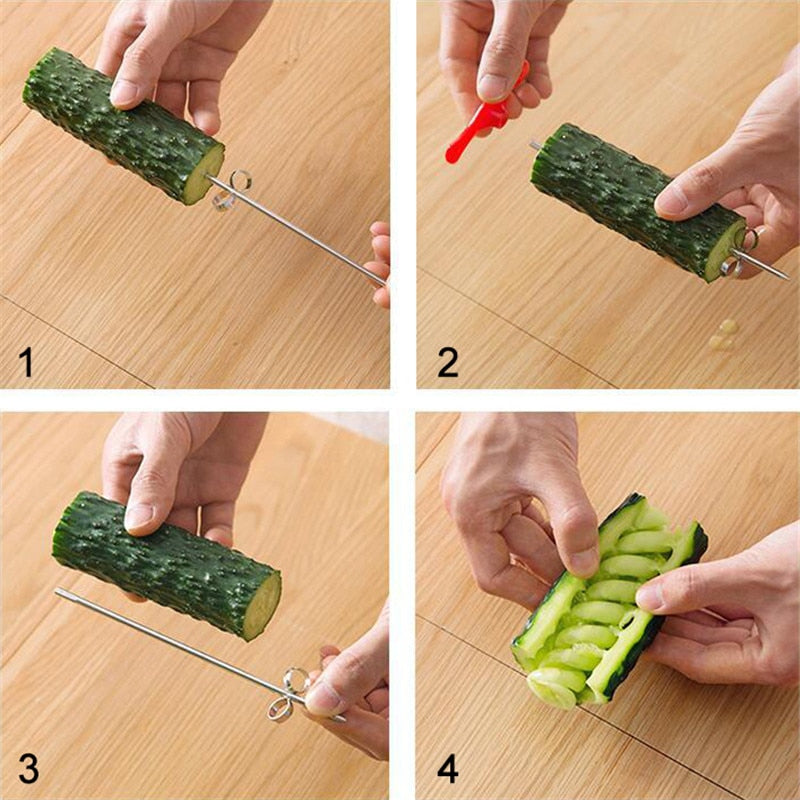 THEMEASHOP™ MAISON- Couteau spiraliseur à légumes, hachoir à salade pour pommes de terre, carottes et concombres, trancheuse à spirale facile, outil de cuisine