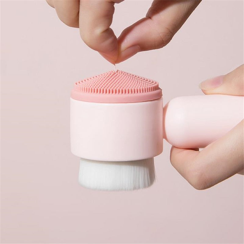 VIRTUAL INSTITUT™ - Brosse nettoyante visage portable double face en silicone, poils doux, brosse de massage et de lavage du visage, outil de soin de la peau pour éliminer les points noirs, référence 20#42