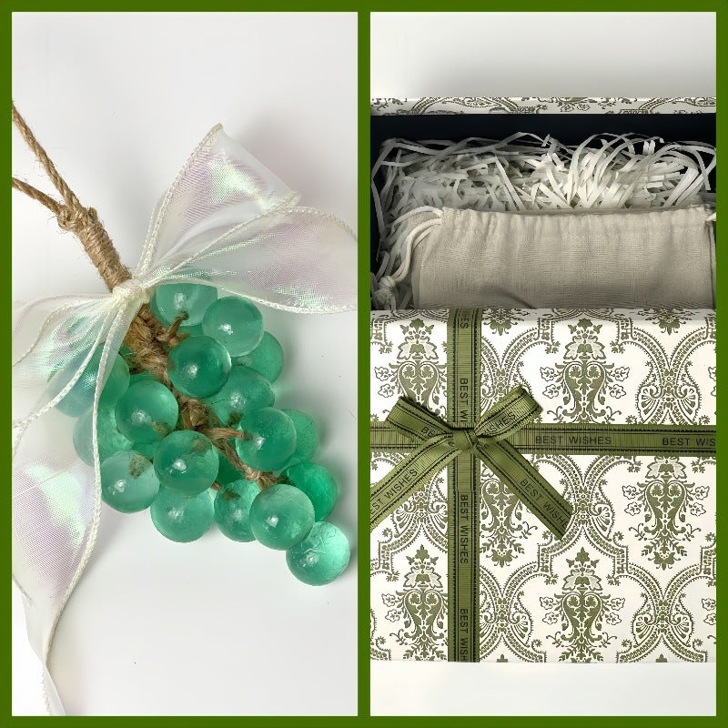 Coffret cadeau de savon transparent en cristal au raisin, savon artisanal parfumé aux grappes de raisin, décoration suspendue pour l'aromathérapie, savon pour les mains, cadeau idéal