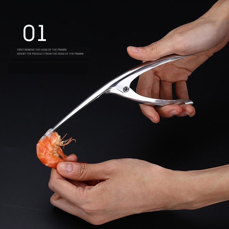 THEMEASHOP™ MAISON - Éplucheur de crevettes, appareil de cuisine portable en acier inoxydable, déveineur de crevettes, outil pratique pour homards et couteaux de pêche