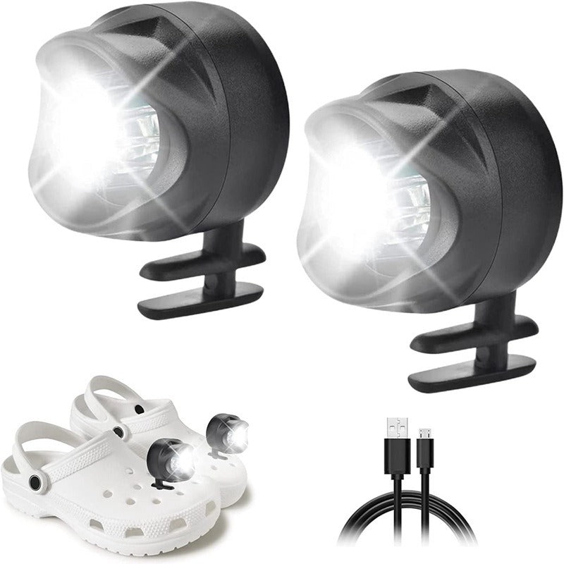 Lampe frontale rechargeable en plastique pour chaussures à trous de crocodile, lampe de camping pour chaussures de marche