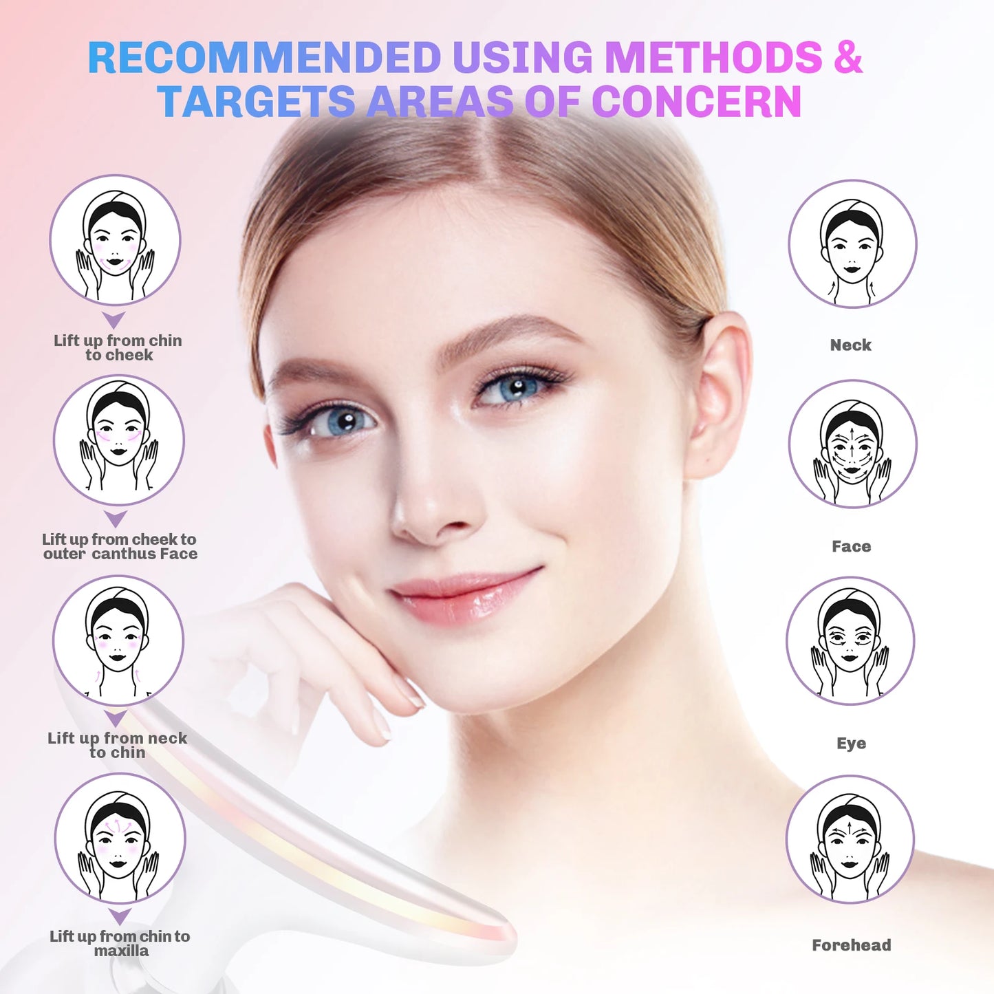 THEMEASHOP™ ÉPICERIE- Appareil de beauté EMS pour lifting du cou et du visage, massage par vibrations, thérapie photonique LED, raffermissement de la peau, élimination des rides, outils de soin de la peau