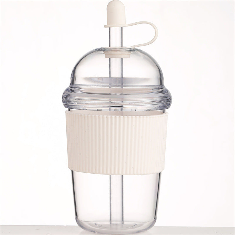 THEMEASHOP™ MAISON- Gobelet à paille de 630 ml (avec couvercle et paille) – café, lait, thé, eau, jus ; style Instagram, idéal pour le bureau