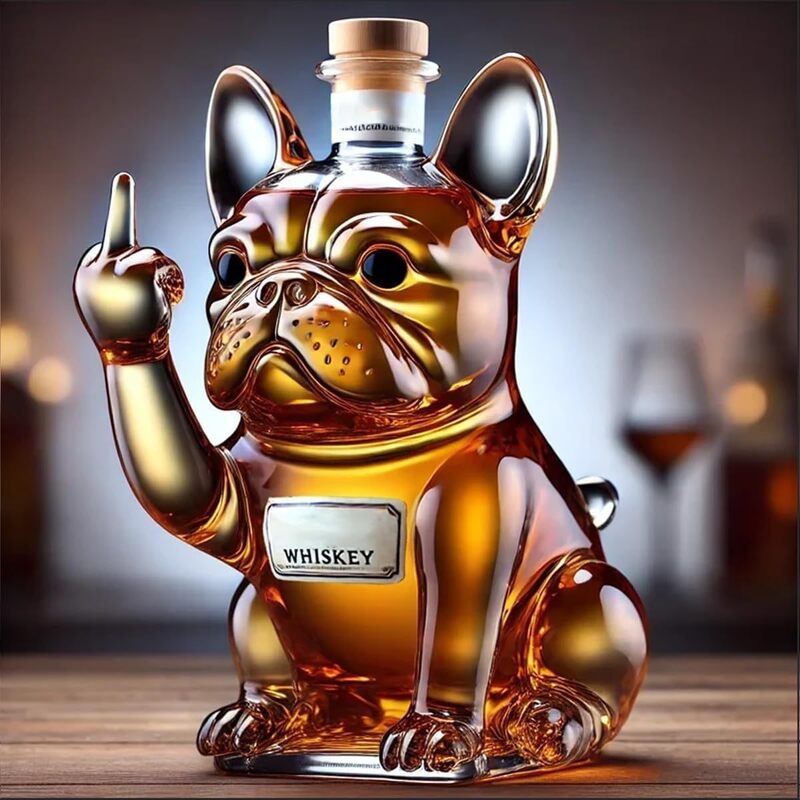 THEMEASHOP™ MAISON- Carafe à whisky 10 oz en verre avec motif canard/tortue/chien faisant un doigt d'honneur – Décoration pour bar/bureau/maison.