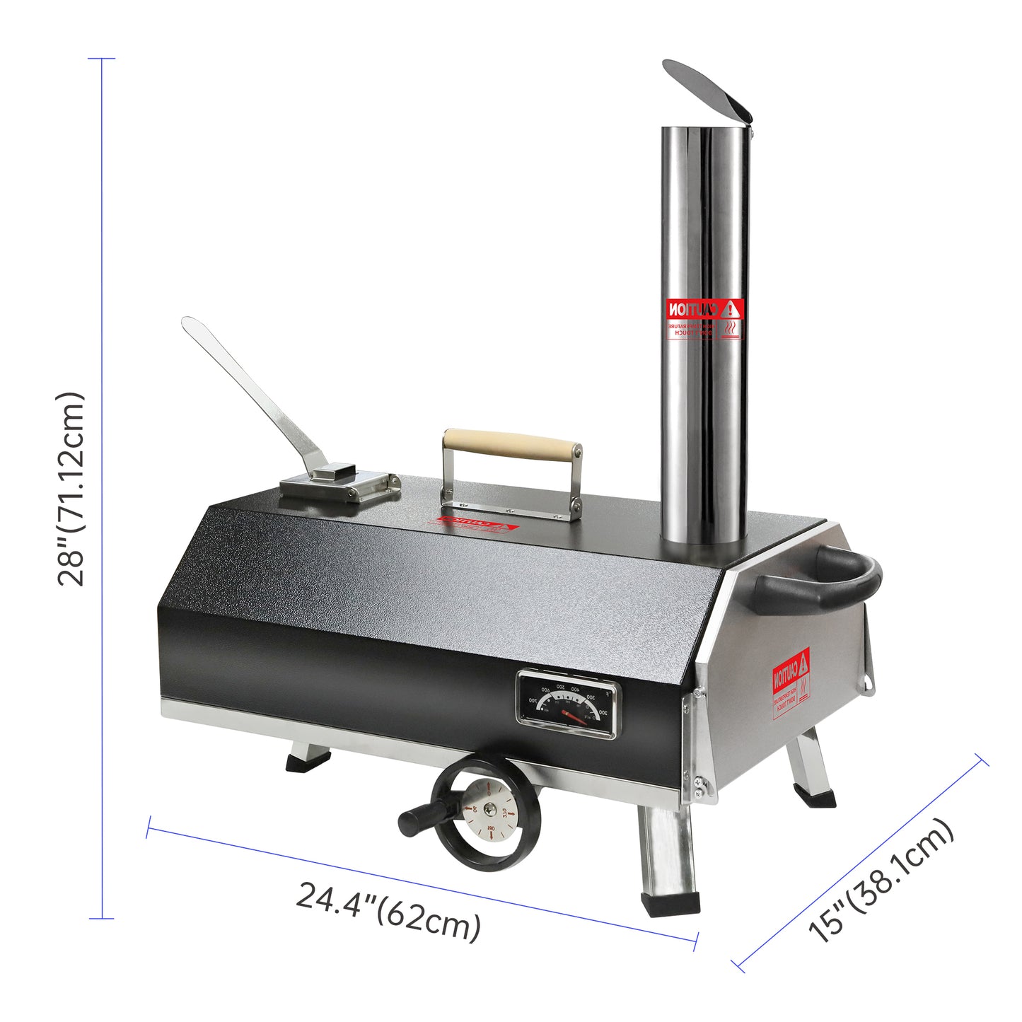 ESTHEMEA HOME - Four à pizza extérieur semi-automatique noir 12 pouces, four à pizza portable à bois pour extérieur