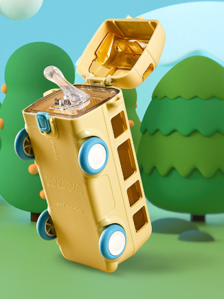 THEMEASHOP™ ENFANT-  Gobelet à paille pour enfants de 500 ml, en plastique Tritan, avec couvercle à ressort, idéal pour les sorties en bus ou en voiture.Modifier le titre :