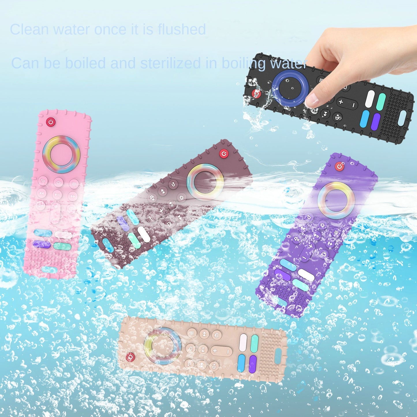 THEMEASHOP™ ENFANT-  bâtonnet de massage dentaire pour bébé avec télécommande, gel dentaire en silicone anti-aliments et barre de massage des mains.