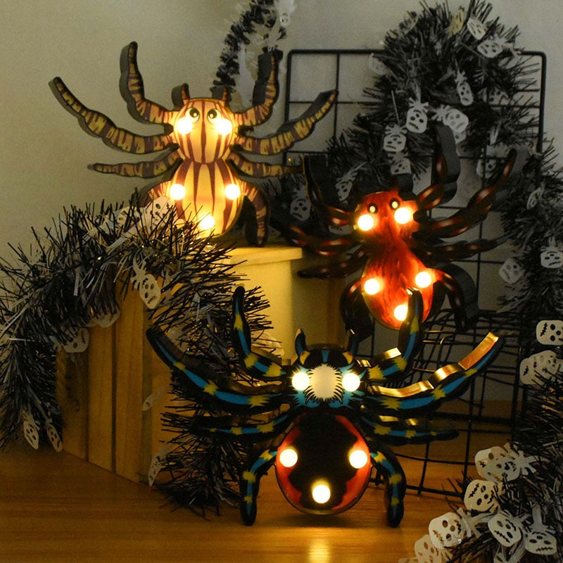 THEMEASHOP™- Halloween LED Lights Horror Pumpkin Ghost Bat Spider Night Lights Ornament Halloween Party Props Home Bar Table Lamp Decorations
