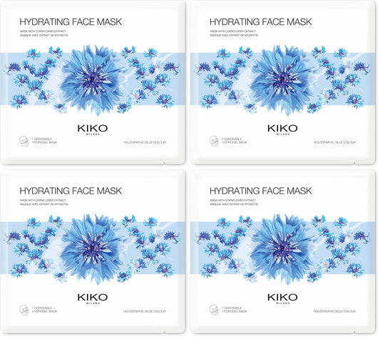 KIKO Milano Hydrating Face Mask | Masque Visage Hydratant À L’Extrait De Bleuet (Lot de 4)