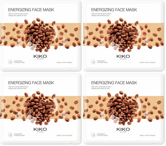 KIKO Milano Energizing Face Mask | Masque Visage Hydratant À L’Extrait De Café (Lot de 4)
