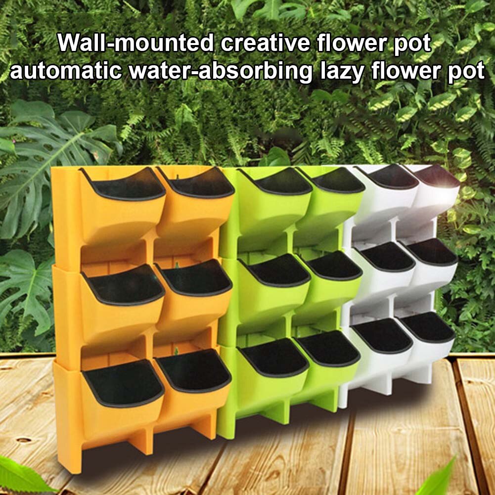 Pot de fleurs à arrosage automatique, empilable, vertical, à suspendre au mur, durable, pour jardin ou balcon (UYT Shop)