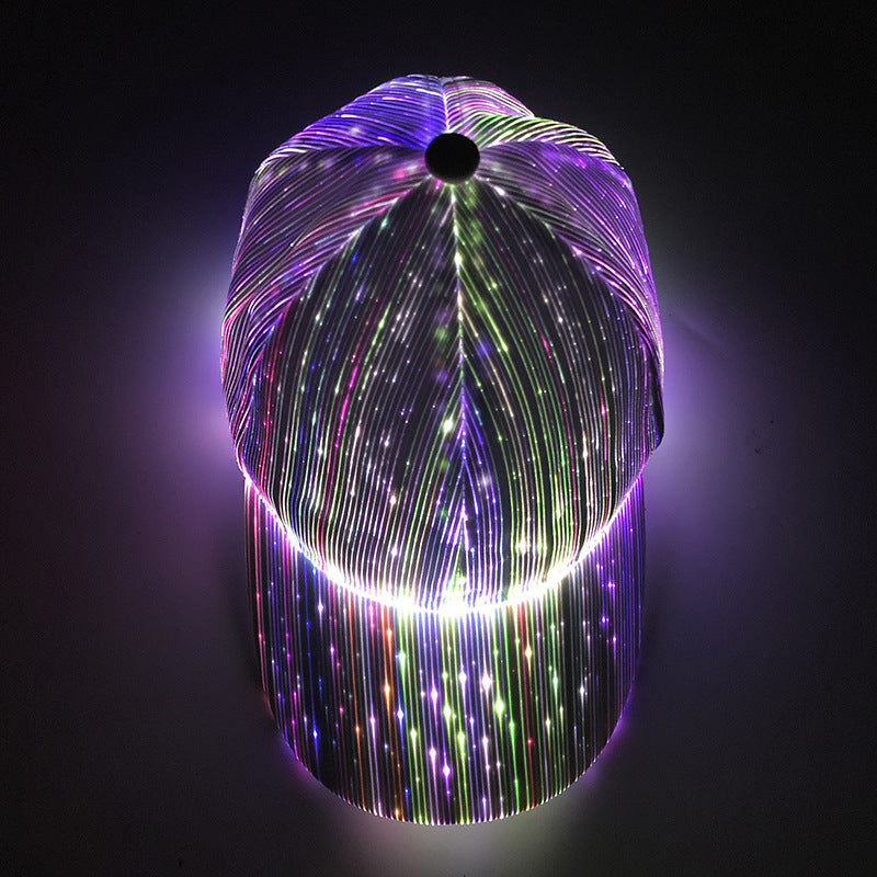 THEMEASHOP™  FEMME  - Casquette lumineuse LED à fibre optique, nouveauté très en vogue, casquette de baseball fluorescente pour soirées et bars, casquette clignotante pour couples hip-hop