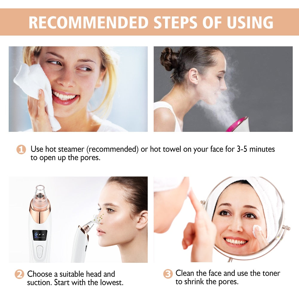 VIRTUAL INSTITUT™ -Aspirateur de points noirs, aspirateur à acné, nettoyeur de pores électrique pour le visage, soin exfoliant, instrument de beauté
