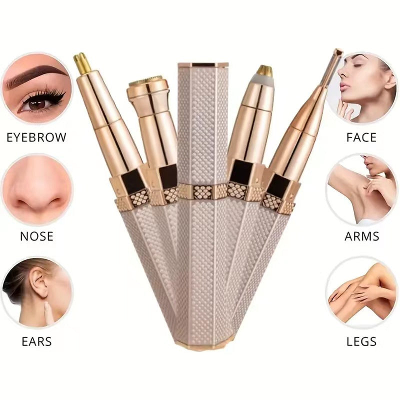 VIRTUAL INSTITUT™ - Épilateur électrique portable 4 en 1 rechargeable par USB pour femmes : épilation du maillot, rasage indolore pour le corps, le visage et les sourcils.