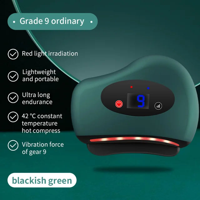VIRTUAL INSTITUT™ - Appareil de massage électrique Guasha avec compresse chaude, masseur oculaire à pierre chauffante, vibrations, grattage, lifting de la peau du cou et du visage, outil anti-rides