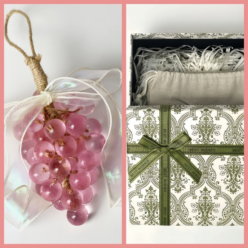 Coffret cadeau de savon transparent en cristal au raisin, savon artisanal parfumé aux grappes de raisin, décoration suspendue pour l'aromathérapie, savon pour les mains, cadeau idéal