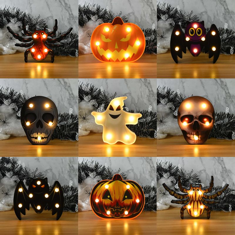 THEMEASHOP™- Halloween LED Lights Horror Pumpkin Ghost Bat Spider Night Lights Ornament Halloween Party Props Home Bar Table Lamp Decorations