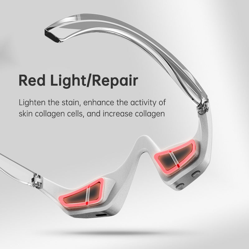 VIRTUAL INSTITUT™ - Appareil de luminothérapie LED rouge, masseur oculaire EMS à micro-courant anti-âge et vibrations 3D pour atténuer les rides et les cernes.