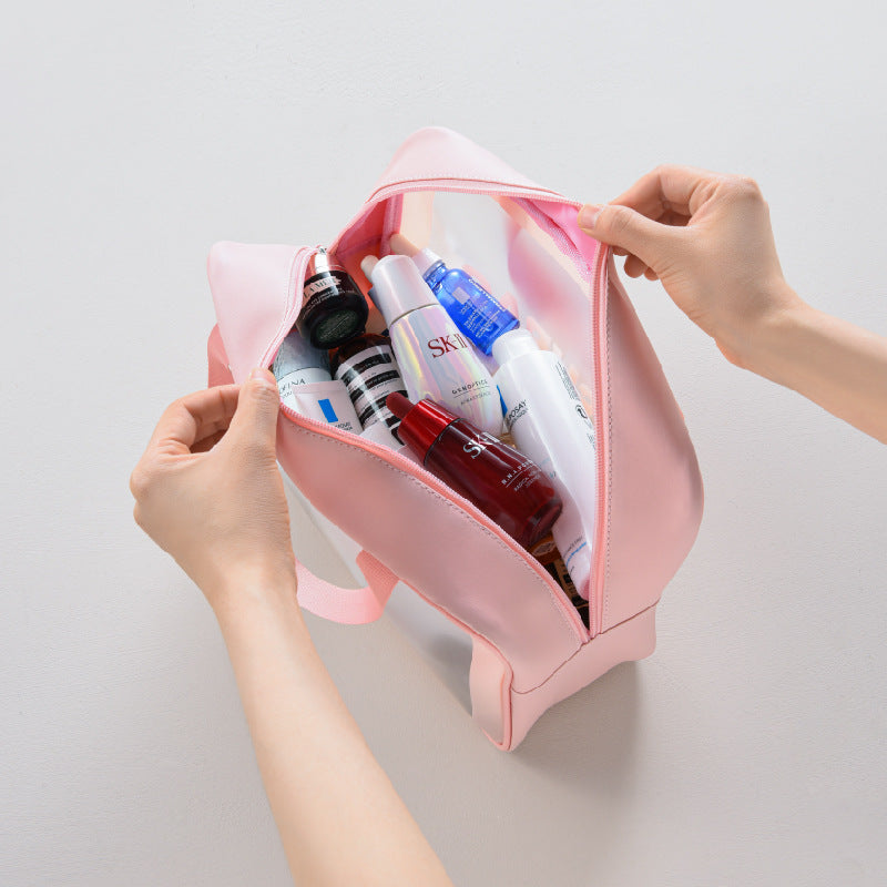 THEMEASHOP™ ÉPICERIE- Trousse de toilette transparente en PU, sac de bain imperméable, trousse de rangement translucide en TPU, trousse cosmétique